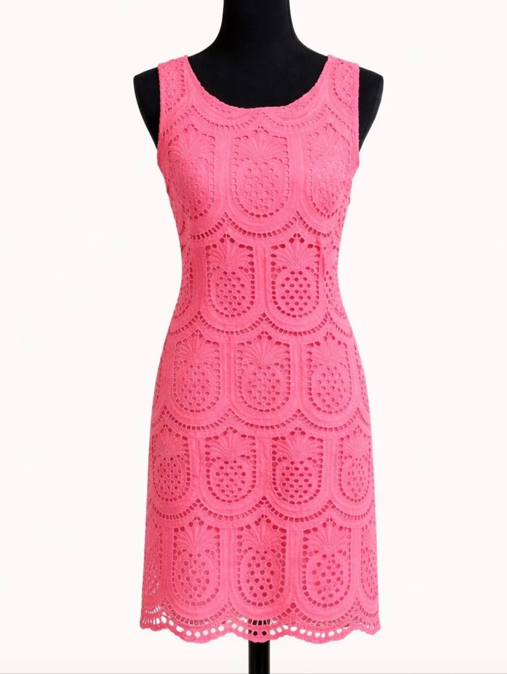 Talbots Petite Pink Eyelet Shift Dress 10p Cotton